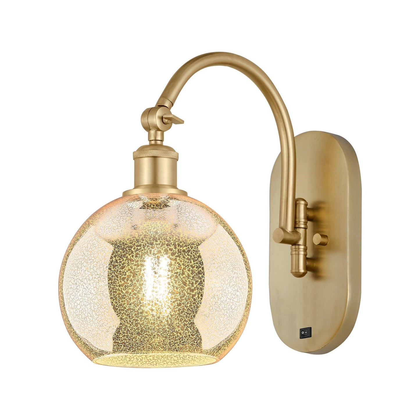 Innovations Athens 8in 1-Light Wall Sconce | Industrial Satin Gold Steel and Mercury Glass | Entryway & Hallway Accent | 8 x 14 in | Model 918-1W-SG-G128-8