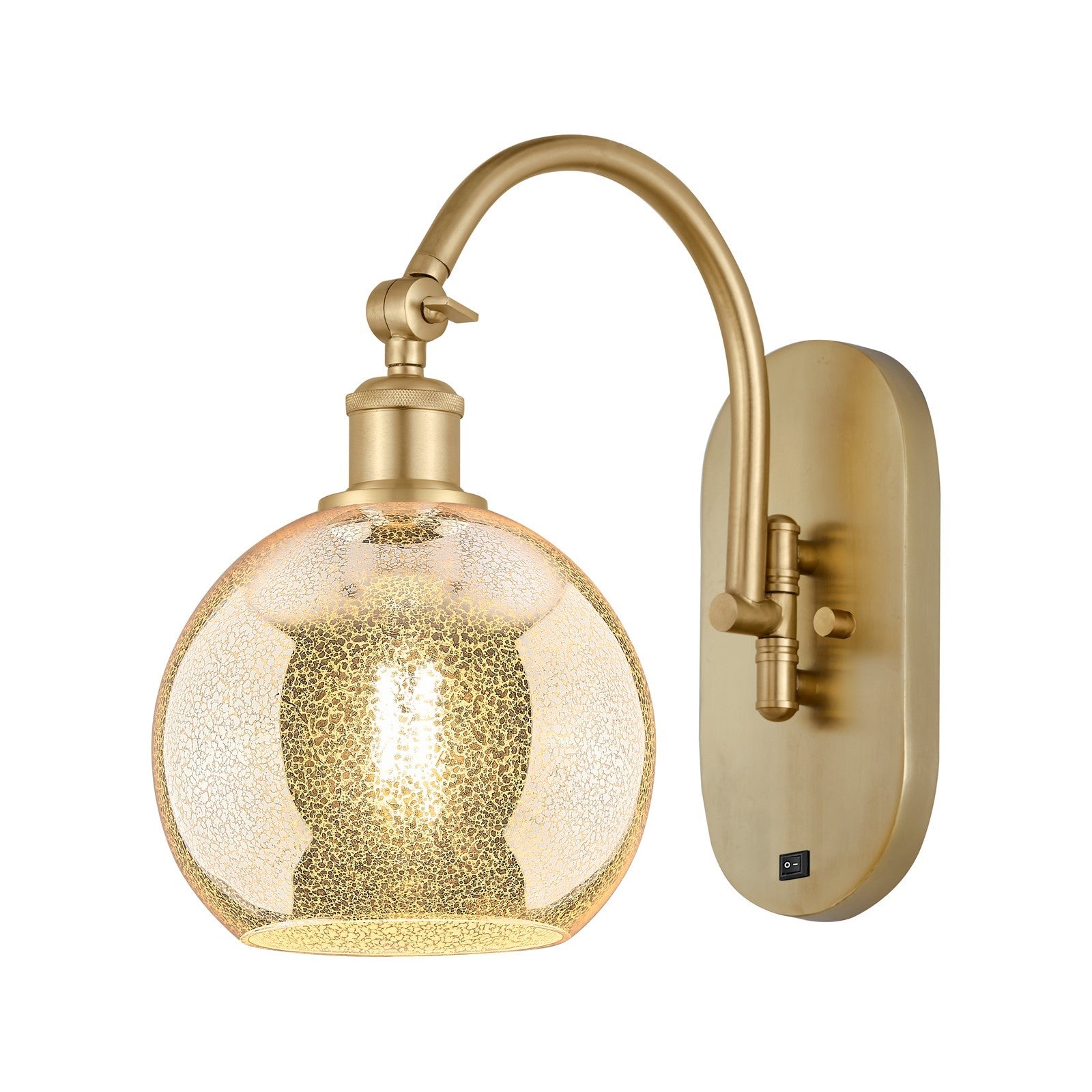 Innovations Athens 8in 1-Light Wall Sconce | Industrial Satin Gold Steel and Mercury Glass | Entryway & Hallway Accent | 8 x 14 in | Model 918-1W-SG-G128-8