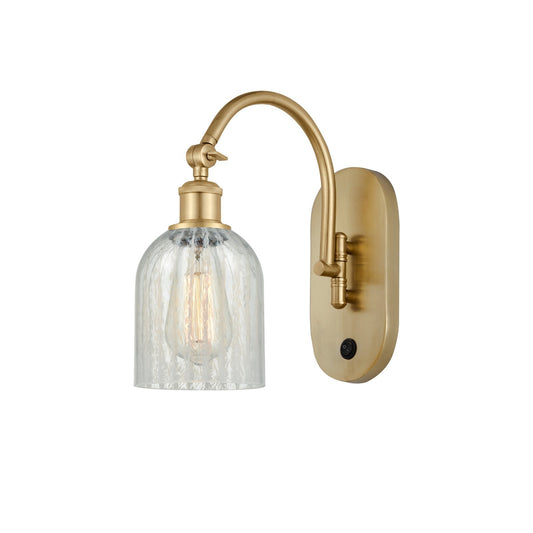 Innovations Caledonia 5in 1-Light Wall Sconce | Industrial Satin Gold Steel and Mouchette Colorful Glass | Bedroom & Hallway | Model 918-1W-SG-G2511
