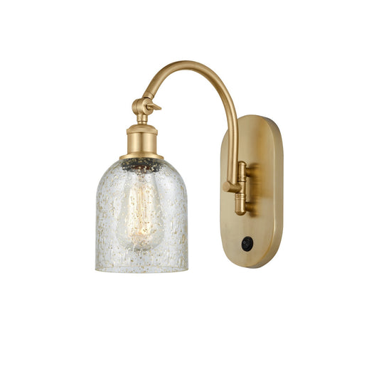 Innovations Caledonia 5in 1-Light Wall Sconce | Industrial Satin Gold Steel and Mica Colorful Glass | Bedroom & Hallway Accent | Model 918-1W-SG-G259