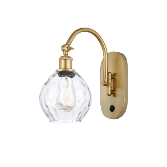 Innovations Waverly 6in 1-Light Wall Sconce | Industrial Satin Gold Steel and Clear Globe Glass | Bathroom & Hallway Accent | Model 918-1W-SG-G362