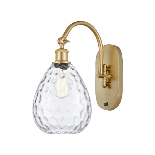 Innovations Waverly 8in 1-Light Wall Sconce | Industrial Satin Gold Steel and Clear Globe Glass | Bathroom & Hallway Accent | Model 918-1W-SG-G372
