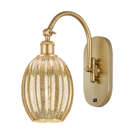 Innovations Preston Bulb 6.25in 1-Light Wall Sconce | Industrial Satin Gold Steel and Mercury Glass | Bedroom & Hallway Accent | Model 918-1W-SG-G459-6ME
