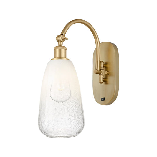 Innovations Brookhaven Almond 6in 1-Light Wall Sconce | Industrial Satin Gold Steel and Opal Glass | Bathroom & Hallway Accent | Model 918-1W-SG-G480-6OP