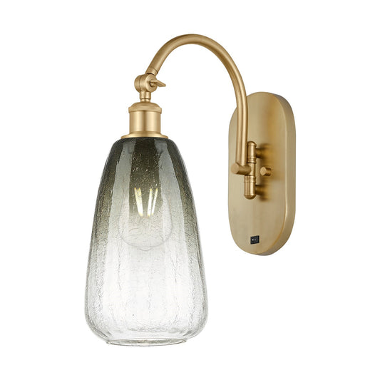 Innovations Brookhaven Almond 6in 1-Light Wall Sconce | Industrial Satin Gold and Slate Glass | Hallway & Bedroom Accent | Model 918-1W-SG-G480-6SL