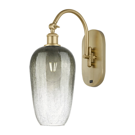 Innovations Brookhaven Flute 1-Light 7in Sconce | Industrial Satin Gold Steel and Slate Glass | Bedroom & Hallway Accent Light | Model 918-1W-SG-G484-7SL