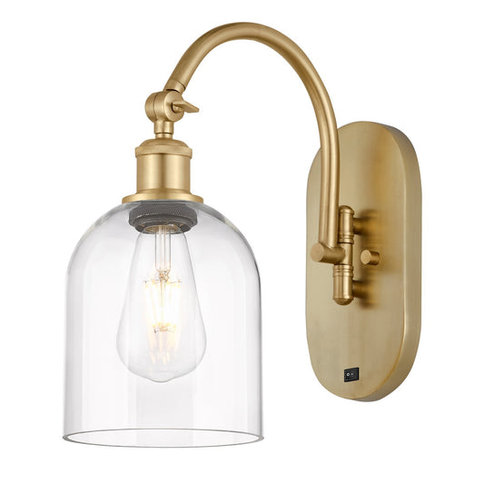 Innovations Bella 5.5in 1-Light Wall Sconce | Industrial Satin Gold Steel and Clear Glass | Bathroom & Hallway Accent | Model 918-1W-SG-G558-6CL