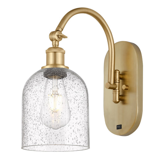 Innovations Bella 6in 1-Light Wall Sconce | Industrial Satin Gold and Seedy Glass | Bedroom & Hallway Accent | 5.5 x 13.5 in | Model 918-1W-SG-G558-6SDY