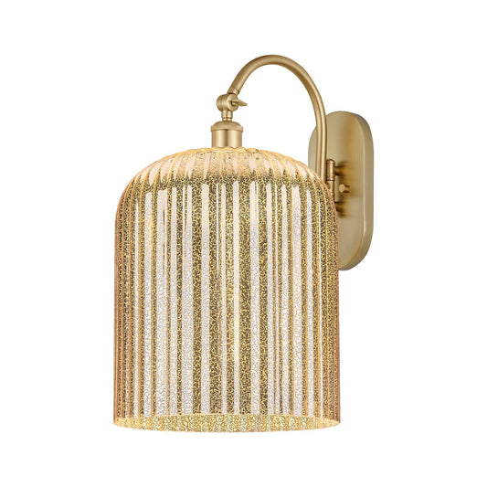Innovations Bridal Veil 12in 1-Light Wall Sconce | Industrial Satin Gold Steel and Mercury Ribbed Glass | Bathroom & Hallway | Model 918-1W-SG-G559-12ME