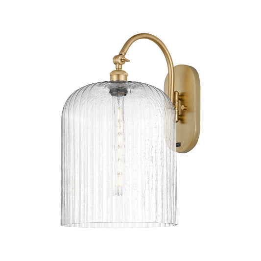 Innovations Bridal Veil 12in 1-Light Wall Sconce | Industrial Satin Gold Steel and Seedy Ribbed Glass | Bathroom & Hallway | Model 918-1W-SG-G559-12SDY