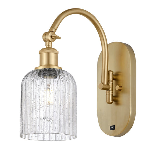 Innovations Bridal Veil 5in 1-Light Wall Sconce | Industrial Satin Gold Steel and Seedy Glass | Bedroom & Hallway Accent | Model 918-1W-SG-G559-5SDY