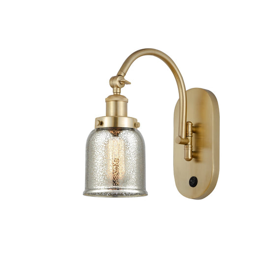 Innovations Bell 5in 1-Light Swing Arm Lamp | Traditional Satin Gold Steel and Silver Plated Mercury Glass | Living Room & | Model 918-1W-SG-G58-LED