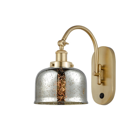 Innovations Bell 8in 1-Light Swing Arm Lamp | Traditional Satin Gold Steel and Silver Plated Mercury Glass | Bedroom & Living | Model 918-1W-SG-G78-LED
