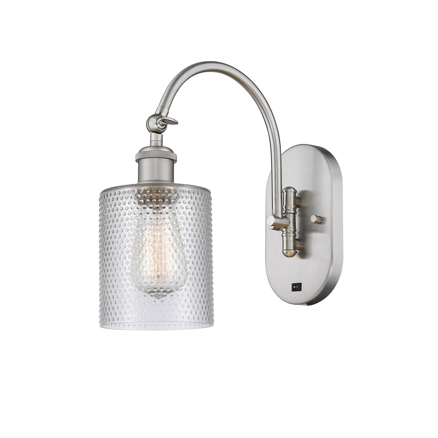 Innovations Cobbleskill 5in 1-Light Wall Sconce | Industrial Brushed Satin Nickel and Clear Glass | Bedroom & Hallway Accent | Model 918-1W-SN-G112