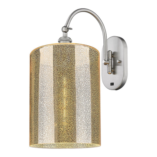 Innovations Cobbleskill 9in 1-Light Wall Sconce | Industrial Brushed Satin Nickel and Mercury Glass | Hallway & Bedroom Accent | Model 918-1W-SN-G116-L