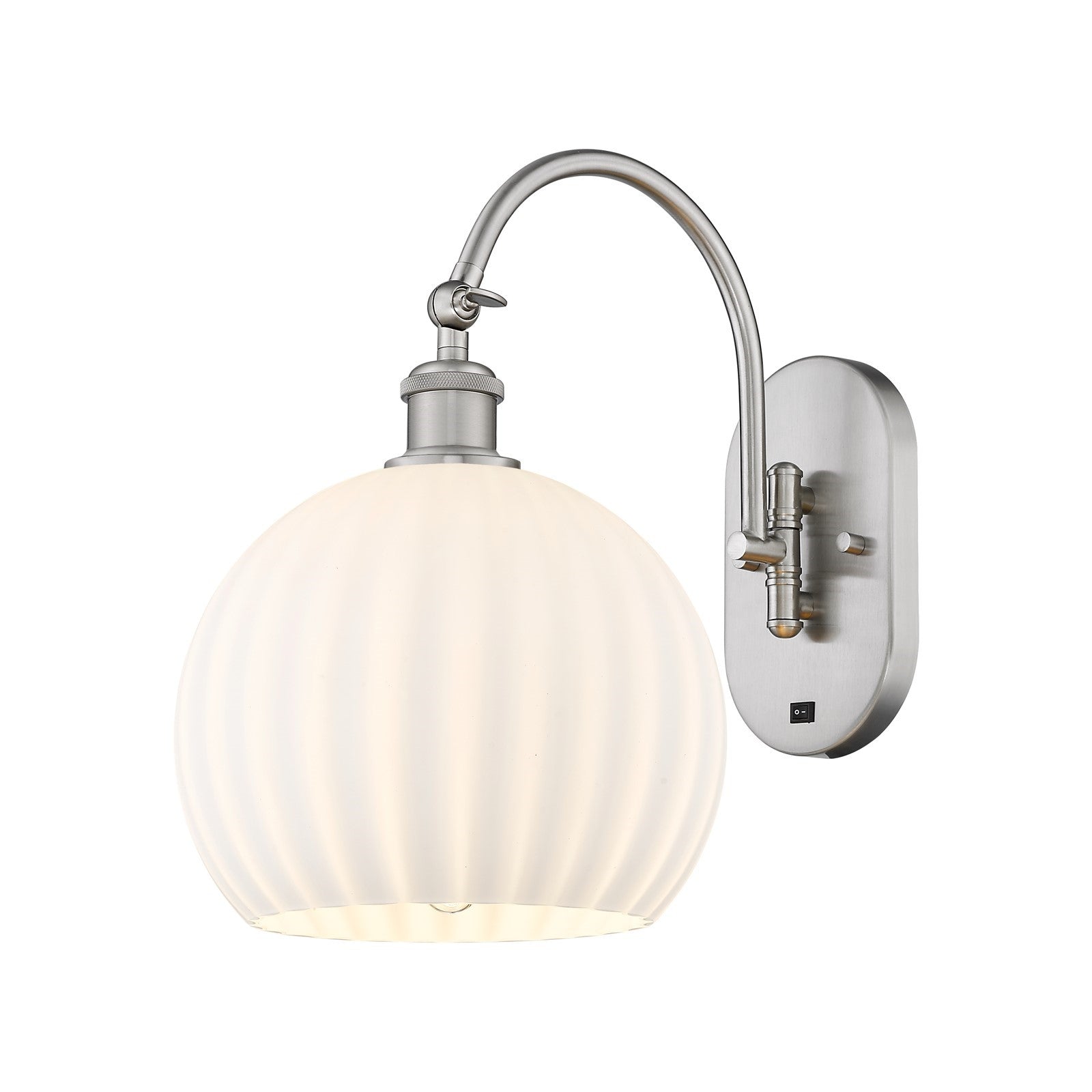 Innovations Ballston 10in 1-Light Wall Sconce | Industrial Brushed Satin Nickel and White Venetian Glass | Hallway & Bathroom | Model 918-1W-SN-G1217-10WV