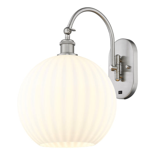 Innovations Ballston 12in 1-Light Wall Sconce | Industrial Brushed Satin Nickel and White Venetian Glass | Hallway & Bathroom | Model 918-1W-SN-G1217-12WV