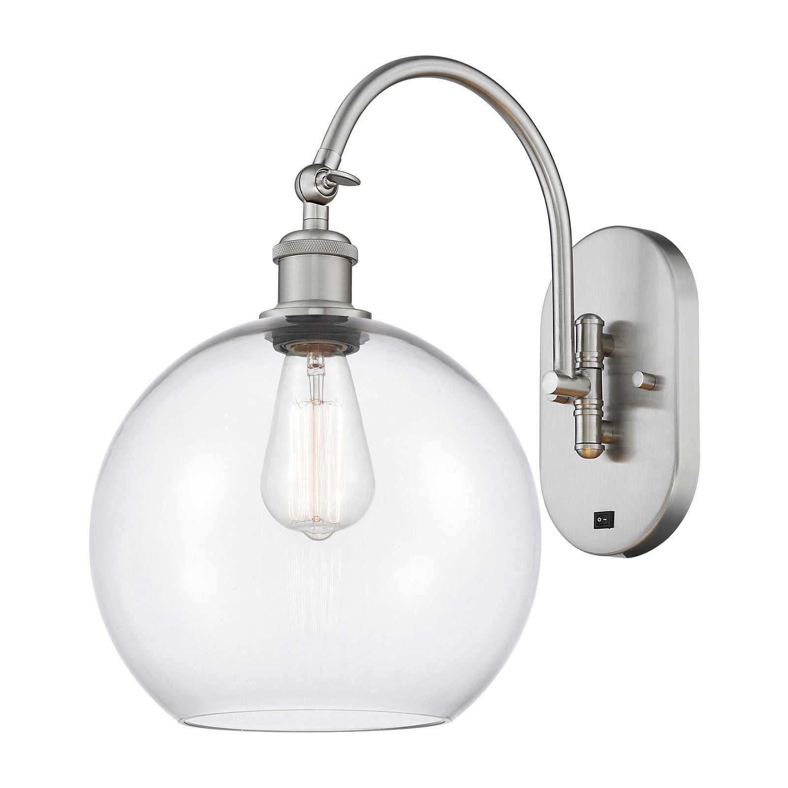 Innovations Athens 10in 1-Light Wall Sconce | Industrial Brushed Satin Nickel and Clear Glass | Bedroom & Hallway Accent | Model 918-1W-SN-G122-10