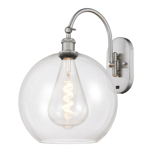Innovations Athens 12in 1-Light Wall Sconce | Industrial Brushed Satin Nickel Steel and Clear Glass | Hallway & Bathroom Accent | Model 918-1W-SN-G122-12