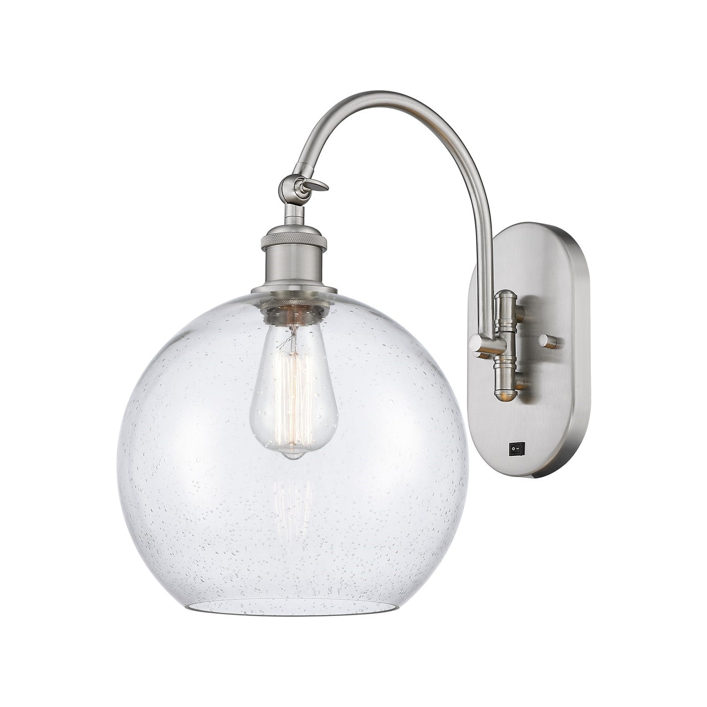 Innovations Athens 10in 1-Light Wall Sconce | Industrial Brushed Satin Nickel and Seedy Glass | Hallway & Bedroom Accent | Model 918-1W-SN-G124-10