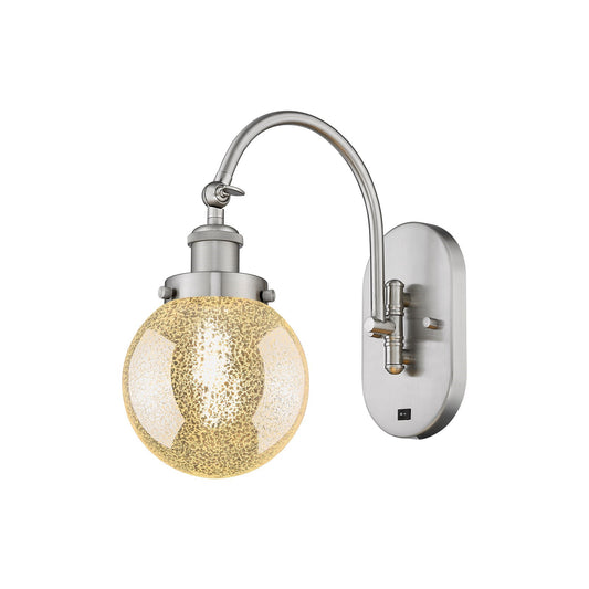 Innovations Beacon 6in 1-Light Swing Arm Wall Sconce | Industrial Brushed Satin Nickel Steel and Mercury Glass | Bedroom & Living | Model 918-1W-SN-G208-6