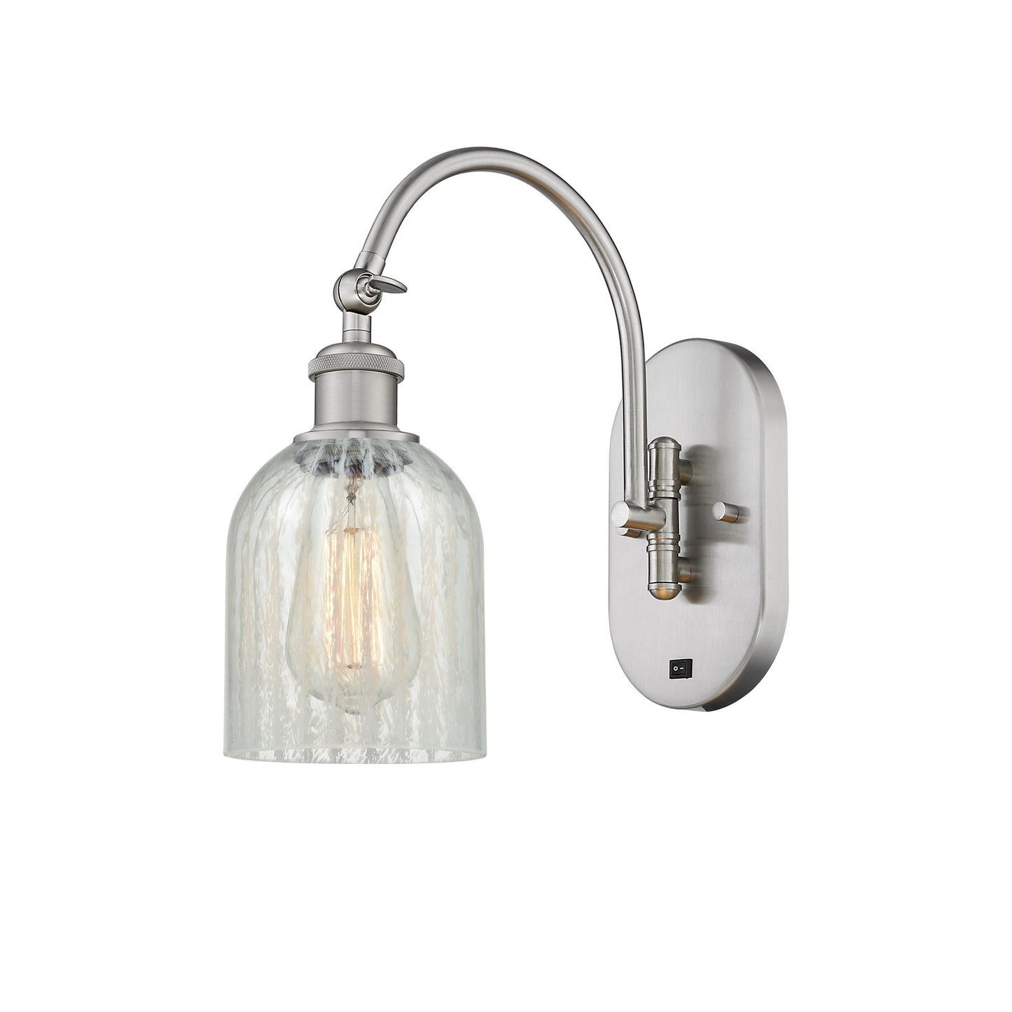 Innovations Caledonia 5in 1-Light Wall Sconce | Industrial Brushed Satin Nickel and Mouchette Glass | Bedroom & Hallway Accent | Model 918-1W-SN-G2511