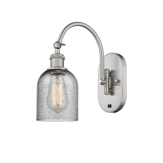 Innovations Caledonia 5in 1-Light Wall Sconce | Industrial Brushed Satin Nickel and Charcoal Glass | Bedroom & Hallway Accent Light | Model 918-1W-SN-G257