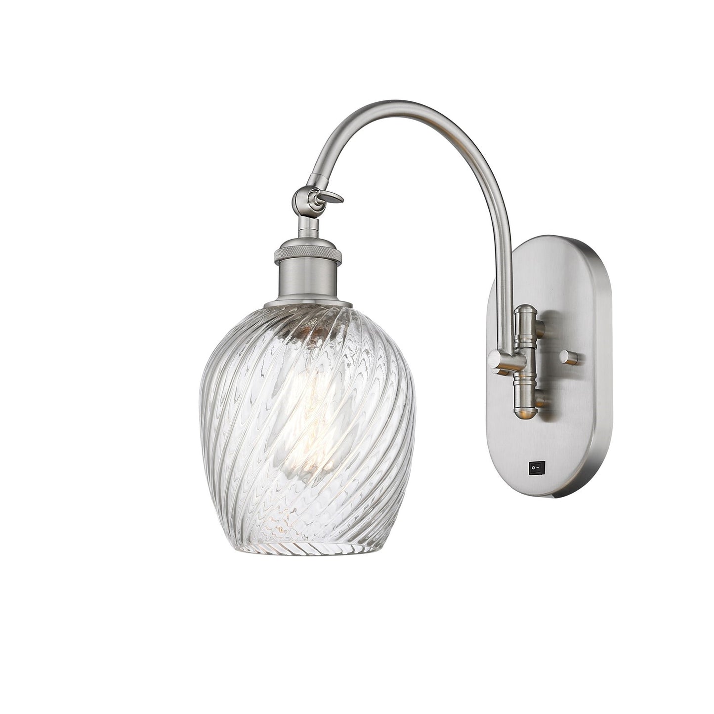 Innovations Salina 5.75in 1-Light Wall Sconce | Industrial Brushed Satin Nickel and Clear Spiral Fluted Glass | Bedroom & Hallway | Model 918-1W-SN-G292