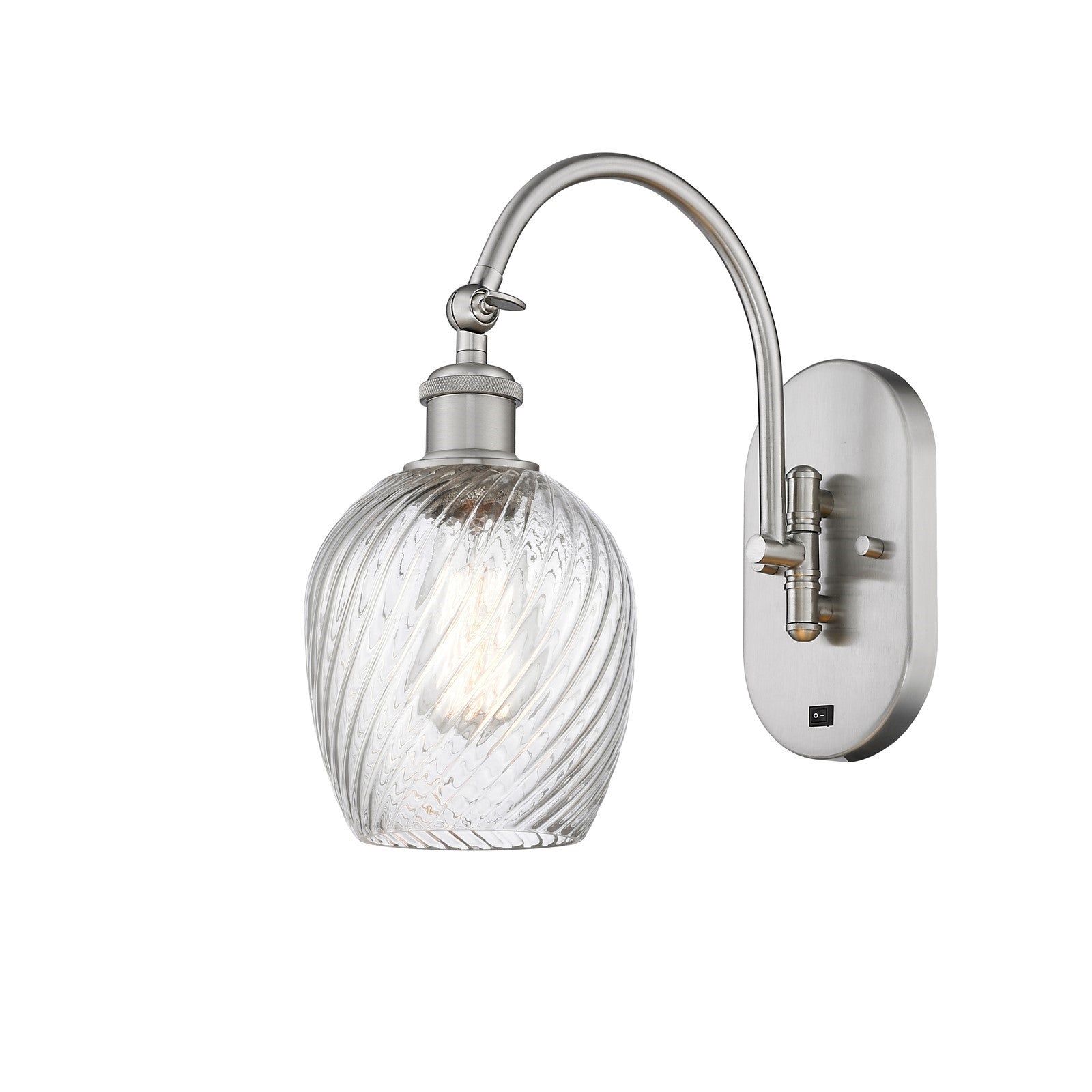 Innovations Salina 5.75in 1-Light Wall Sconce | Industrial Brushed Satin Nickel and Clear Spiral Fluted Glass | Bedroom & Hallway | Model 918-1W-SN-G292