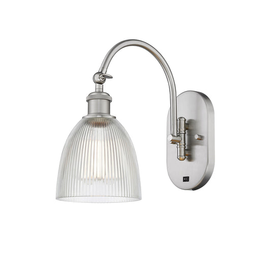 Innovations Castile 6in 1-Light Wall Sconce | Industrial Brushed Satin Nickel and Clear Glass | Hallway & Bathroom Accent | Model 918-1W-SN-G382