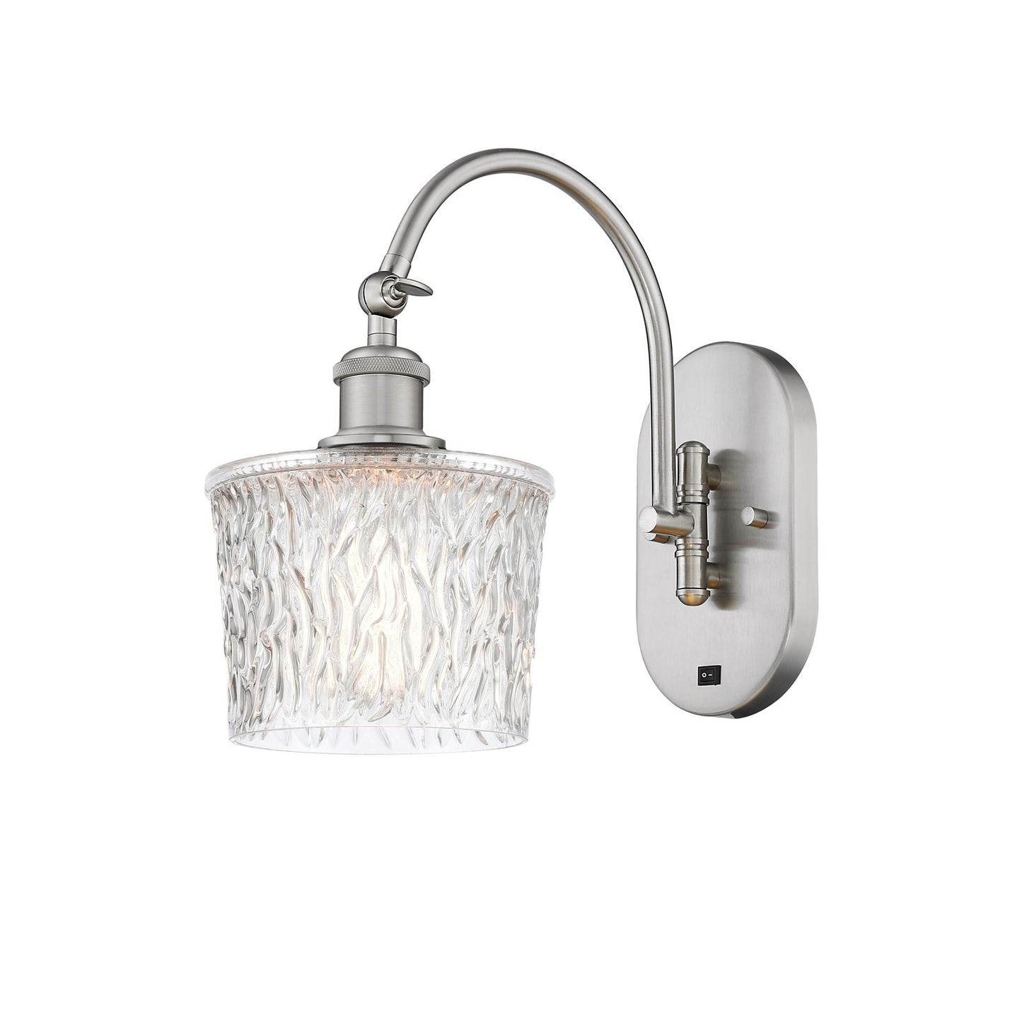 Innovations Niagara 6.5in 1-Light Wall Sconce | Industrial Brushed Satin Nickel Steel and Clear Glass | Bedroom & Hallway Accent | Model 918-1W-SN-G402