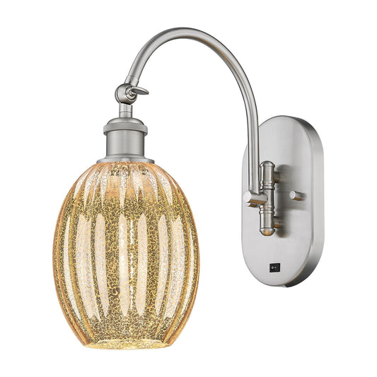 Innovations Preston Bulb 6.25in 1-Light Wall Sconce | Industrial Brushed Satin Nickel Steel and Mercury Glass | Hallway & | Model 918-1W-SN-G459-6ME