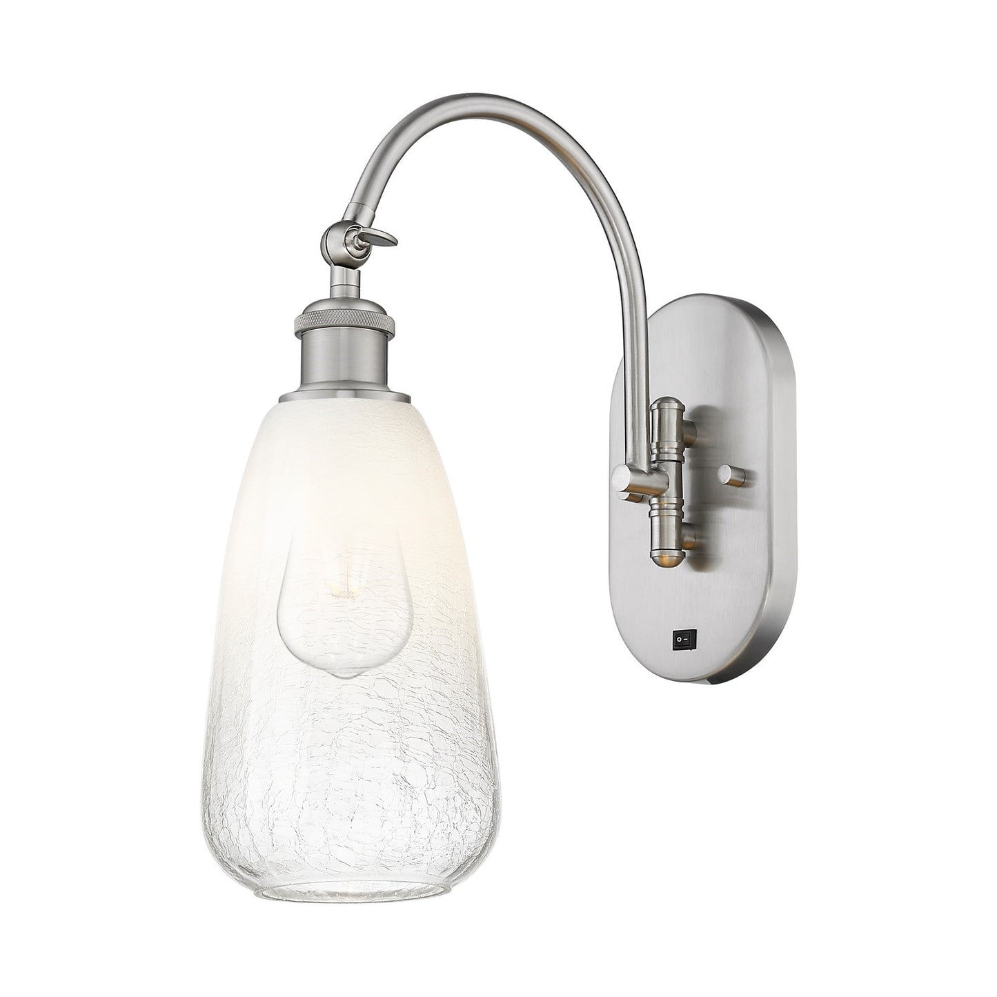 Innovations Brookhaven Almond 6in 1-Light Wall Sconce | Industrial Brushed Satin Nickel and Opal Glass | Hallway & Bedroom | Model 918-1W-SN-G480-6OP