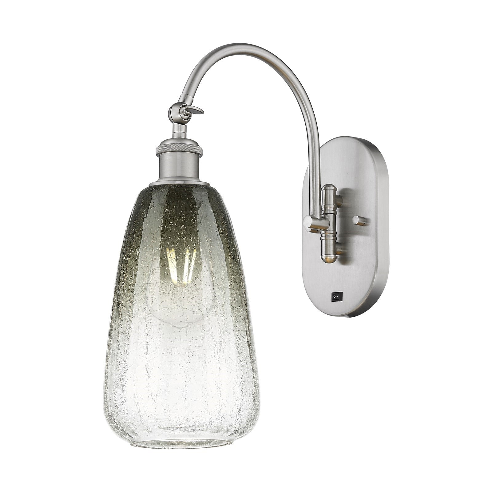 Innovations Brookhaven Almond 6in 1-Light Wall Sconce | Industrial Brushed Satin Nickel and Slate Glass | Hallway & Bedroom | Model 918-1W-SN-G480-6SL