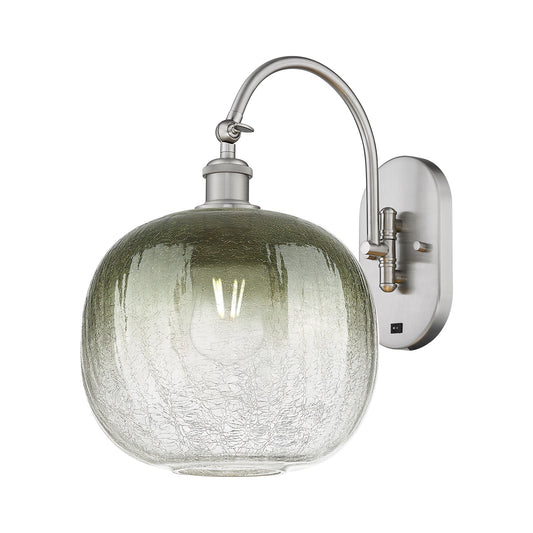 Innovations Brookhaven Sphere 11in 1-Light Wall Sconce | Industrial Brushed Satin Nickel and Slate Glass | Hallway & Bathroom | Model 918-1W-SN-G481-10SL
