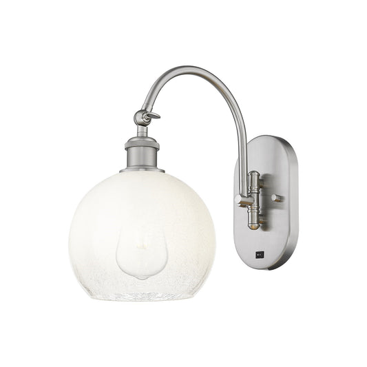 Innovations Brookhaven Globe 8in 1-Light Wall Sconce | Industrial Brushed Satin Nickel and Opal Glass | Hallway & Bedroom | Model 918-1W-SN-G483-8OP