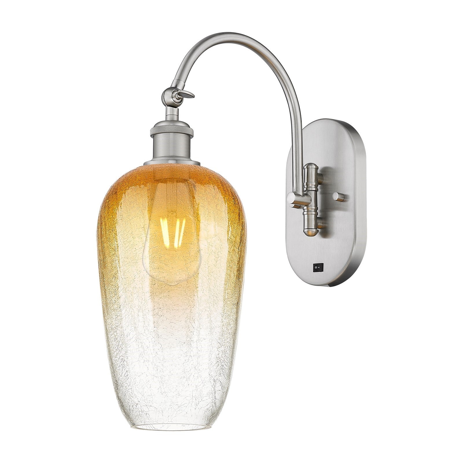 Innovations Brookhaven Flute 7in 1-Light Wall Sconce | Industrial Brushed Satin Nickel and Amber Glass | Bedroom & Hallway | Model 918-1W-SN-G484-7AM