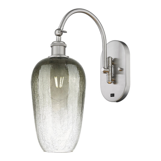 Innovations Brookhaven Flute 7in 1-Light Wall Sconce | Industrial Brushed Satin Nickel and Slate Glass | Bedroom & Hallway | Model 918-1W-SN-G484-7SL