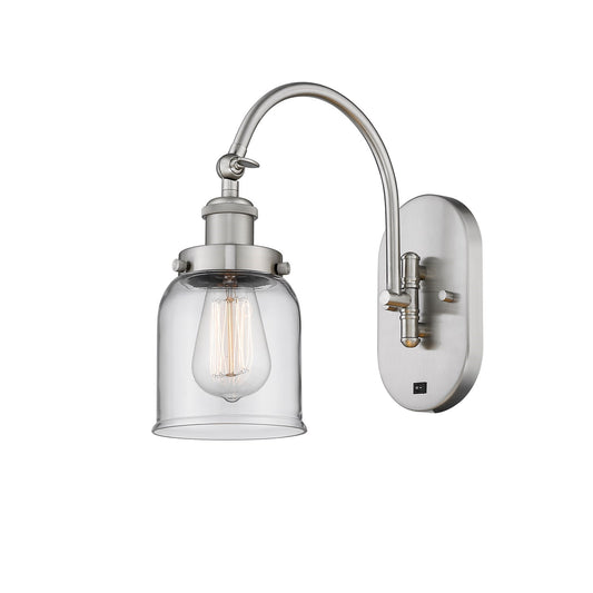 Innovations Bell 5in 1-Light Swing Arm Wall Sconce | Industrial Brushed Satin Nickel Steel and Clear Glass | Bedroom Reading Light | Model 918-1W-SN-G52