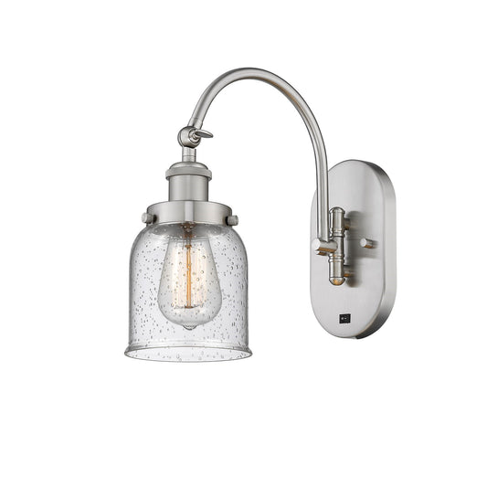 Innovations Bell 5in 1-Light Swing Arm Sconce | Industrial Brushed Satin Nickel and Seedy Glass | Bedroom & Hallway Reading | Model 918-1W-SN-G54-LED