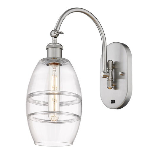 Innovations Vaz 6in 1-Light Wall Sconce | Industrial Brushed Satin Nickel and Clear Glass | Bedroom & Hallway Accent | Model 918-1W-SN-G557-6CL