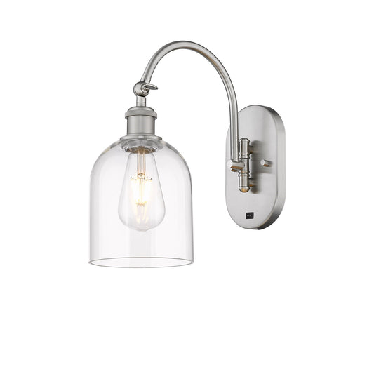Innovations Bella 6in 1-Light Wall Sconce | Industrial Brushed Satin Nickel and Clear Glass | Bedroom & Hallway Accent | Model 918-1W-SN-G558-6CL