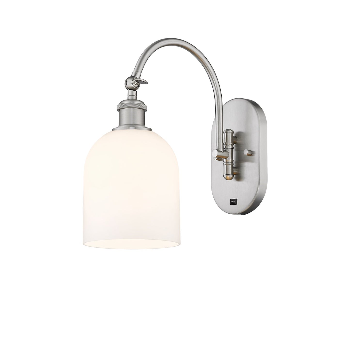 Innovations Bella 6in 1-Light Wall Sconce | Industrial Brushed Satin Nickel and White Glass | Bedroom & Hallway Accent | Model 918-1W-SN-G558-6GWH