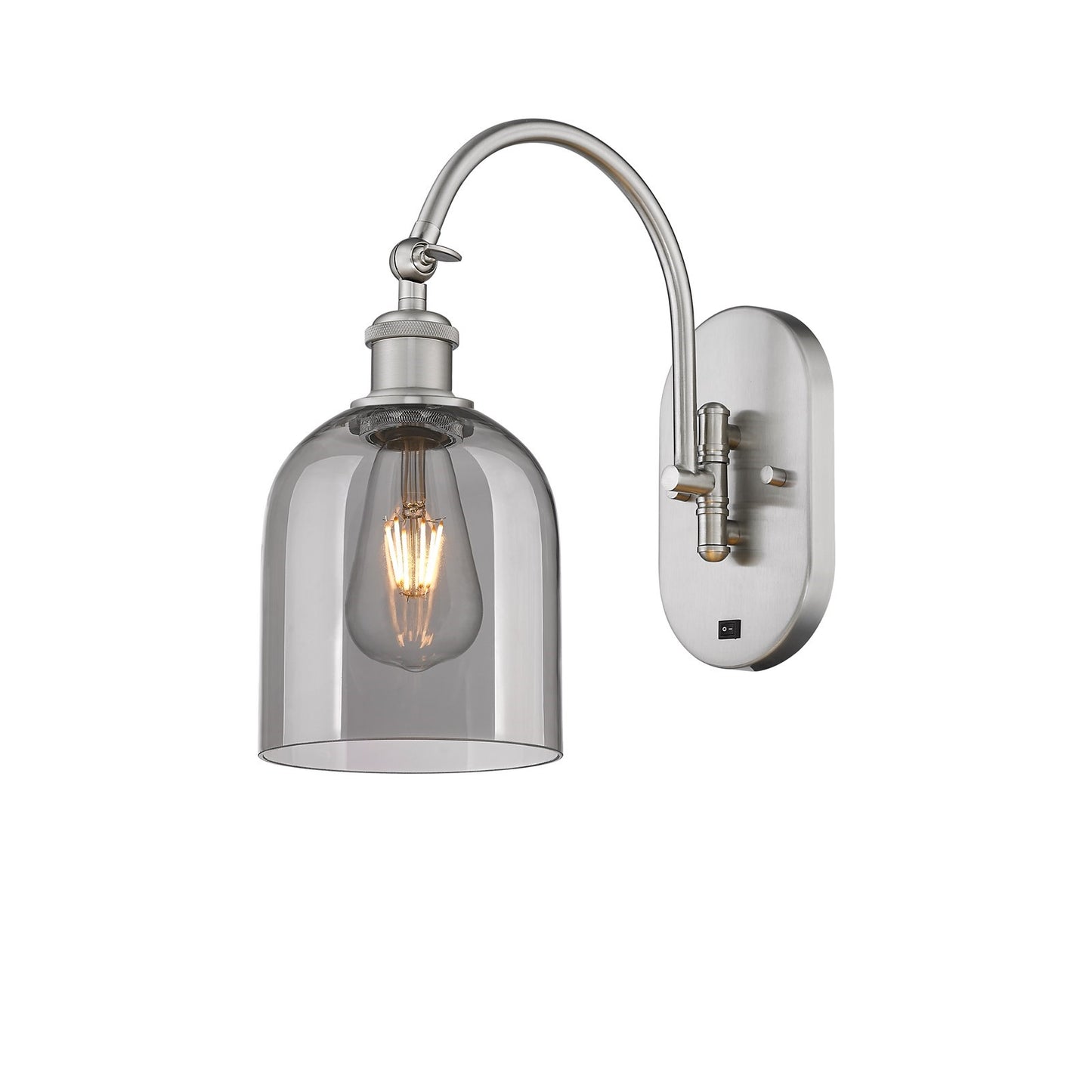 Innovations Bella 6in 1-Light Wall Sconce | Industrial Brushed Satin Nickel and Light Smoke Glass | Bedroom & Hallway Accent | Model 918-1W-SN-G558-6SM