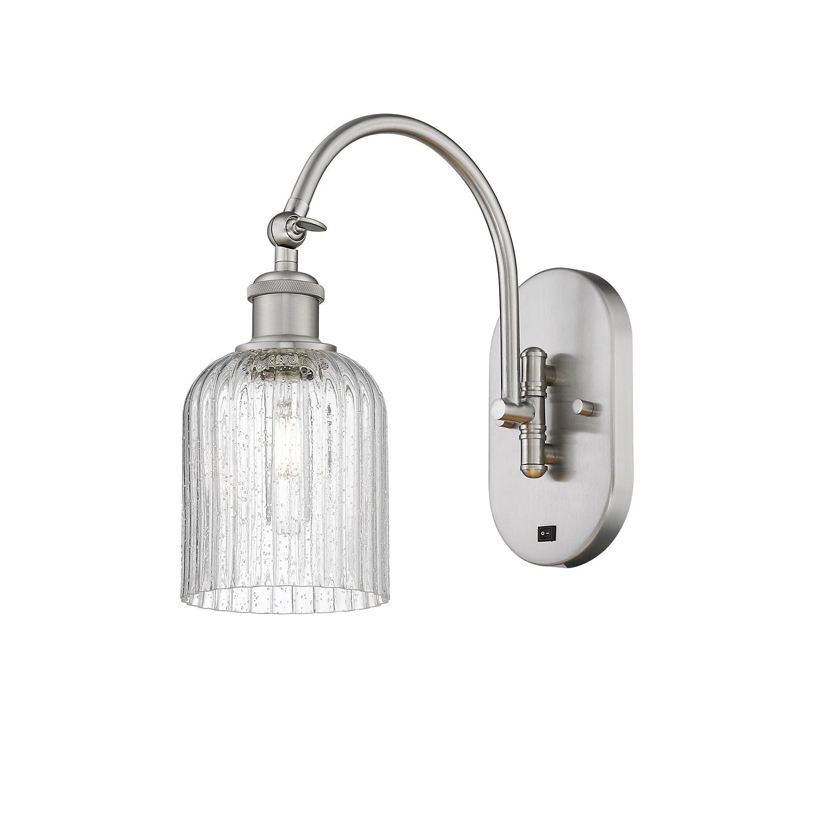Innovations Bridal Veil 5in 1-Light Wall Sconce | Industrial Brushed Satin Nickel and Seedy Ribbed Glass | Hallway & Bathroom | Model 918-1W-SN-G559-5SDY