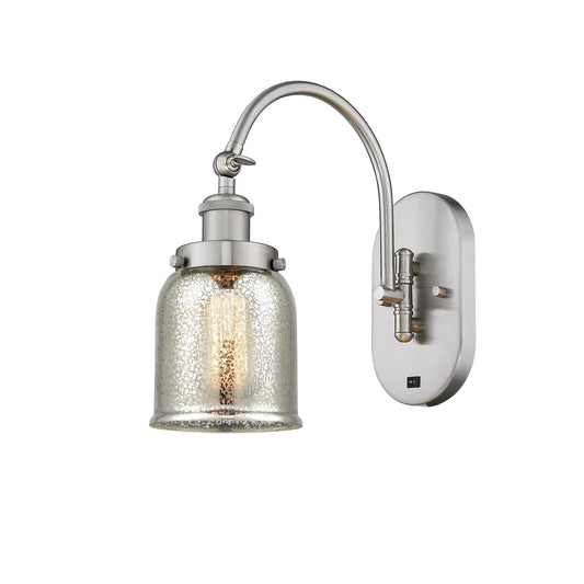 Innovations Bell 5in 1-Light LED Swing Arm Wall Sconce | Traditional Farmhouse Brushed Satin Nickel and Silver Plated Mercury | Model 918-1W-SN-G58-LED