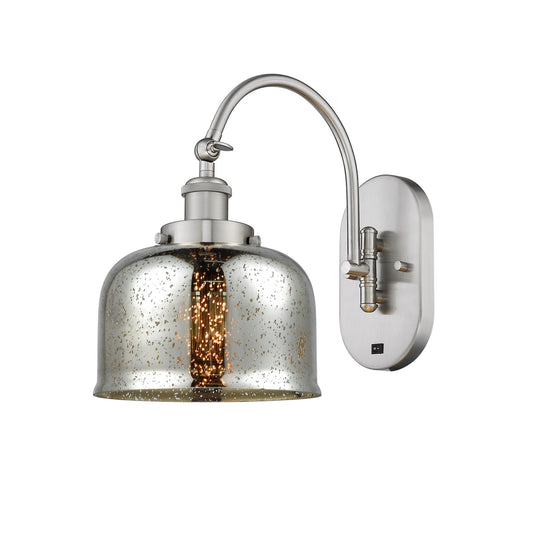 Innovations Bell 8in 1-Light Swing Arm Lamp | Traditional Farmhouse Brushed Satin Nickel and Silver Plated Mercury Glass | Bedroom & | Model 918-1W-SN-G78