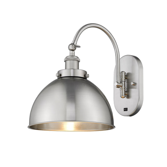 Innovations Ballston Urban 10in 1-Light Swing Arm Lamp | Industrial Brushed Satin Nickel Steel and Metal Shade | Bedroom & | Model 918-1W-SN-MFD-10-SN