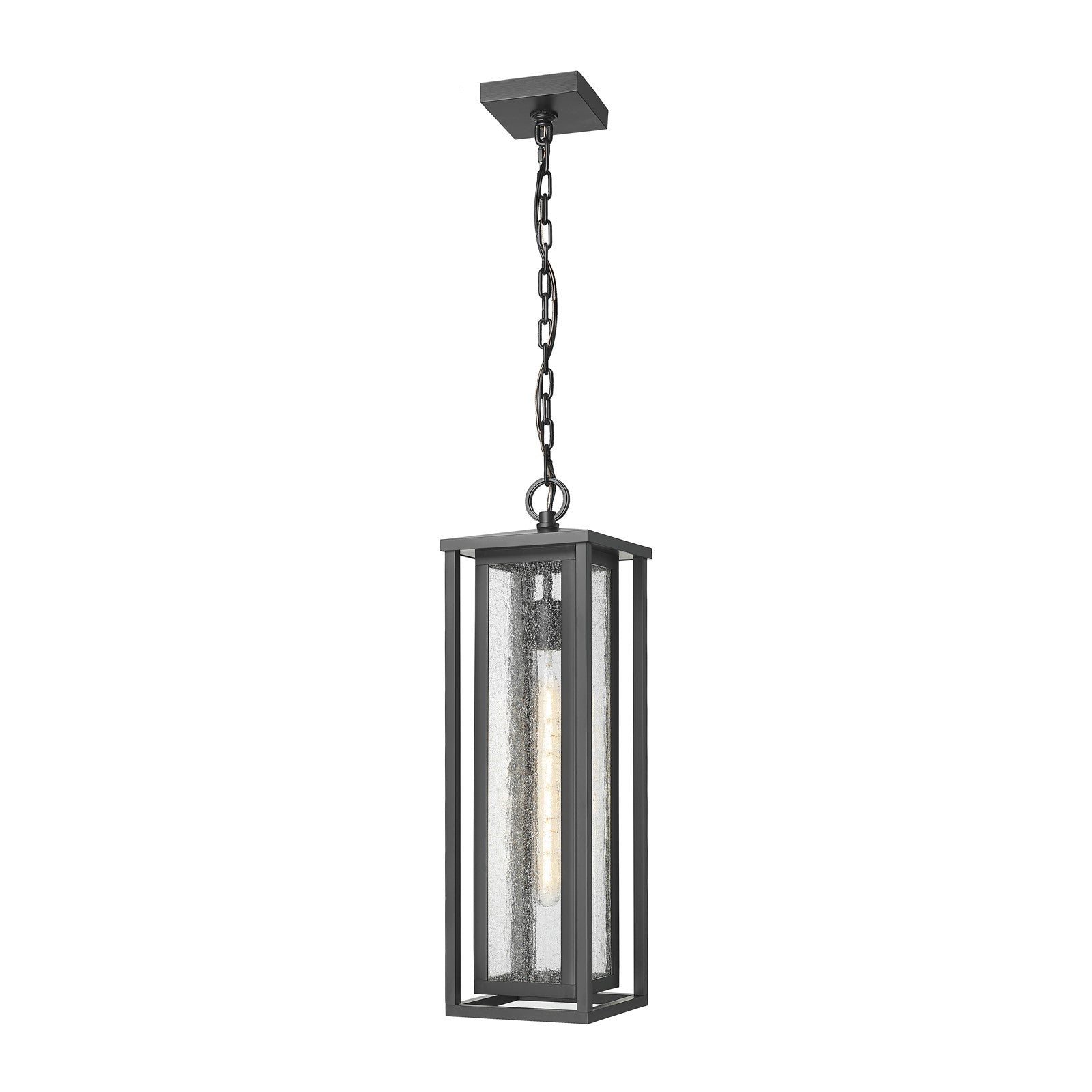 Innovations Ashland 7in 1-Light Pendant | Contemporary Matte Black and Seedy Glass | Covered Porch & Entryway | Model 9950-1H-BK-23-SDY