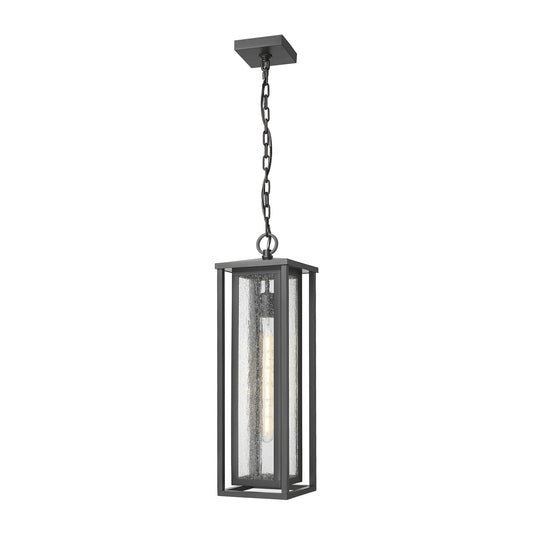 Innovations Ashland 7in 1-Light Pendant | Contemporary Matte Black and Seedy Glass | Covered Porch & Entryway | Model 9950-1H-BK-23-SDY
